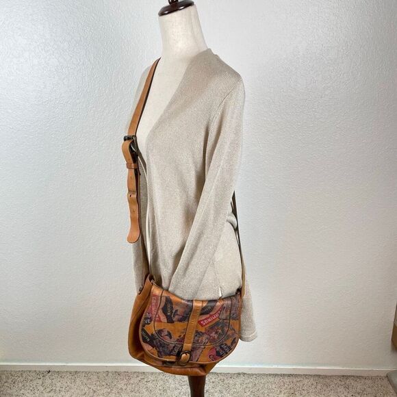 Patricia Nash Vintage Patch leather saddle bag Nepali Coast Hawaii suede inside - Picture 2 of 16